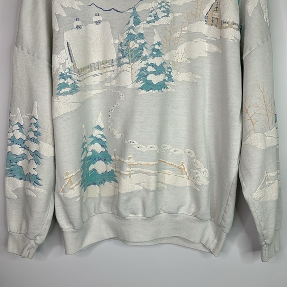 Vintage Winter AOP Ski Puffy Paint Sweatshirt XL/XXL - Picture 3 of 10